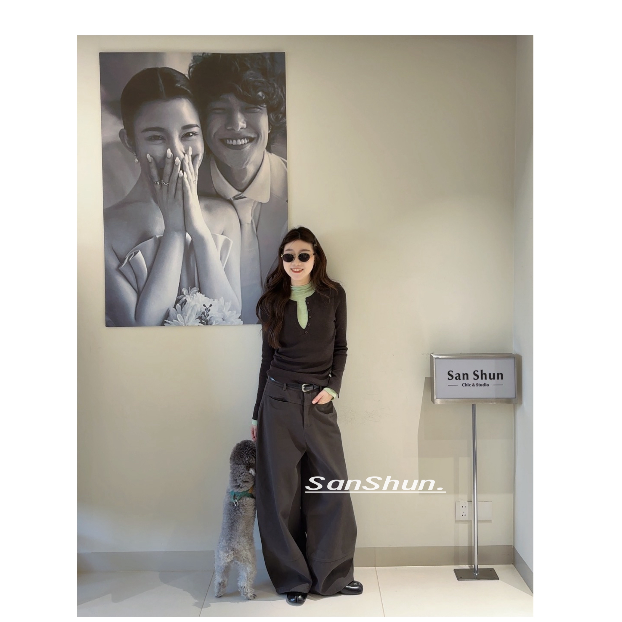 Sanshun-（显瘦天菜)－新款保暖修身显瘦双拼针织衫针女毛衣