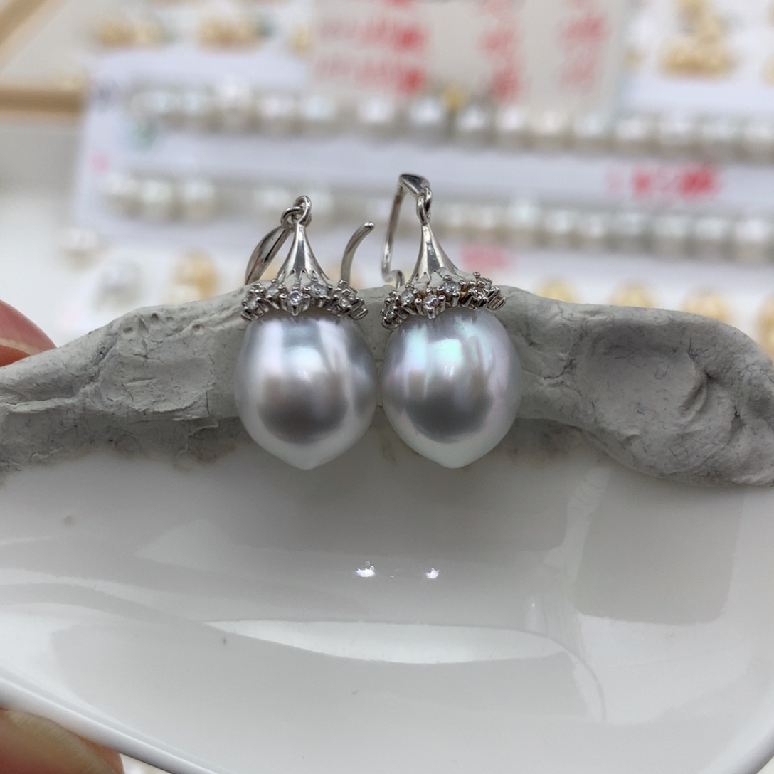 未镶嵌耳饰海水珍珠澳白银蓝11裸珠