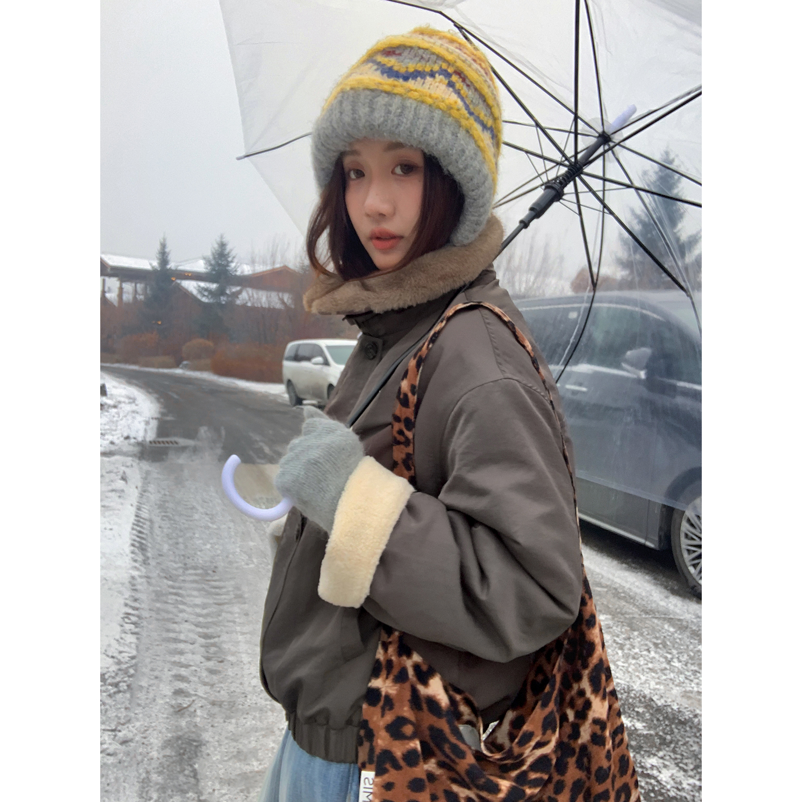 【西西里安】 保暖毛毛领 冬日保暖实穿酷酷工装棉服外套