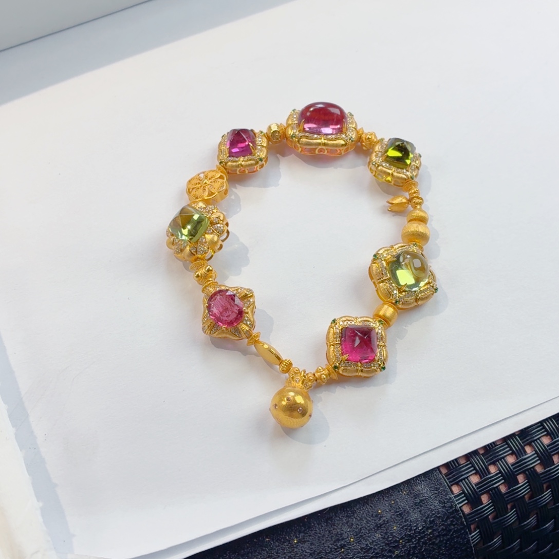 手链碧玺18K金镶嵌碧玺手链