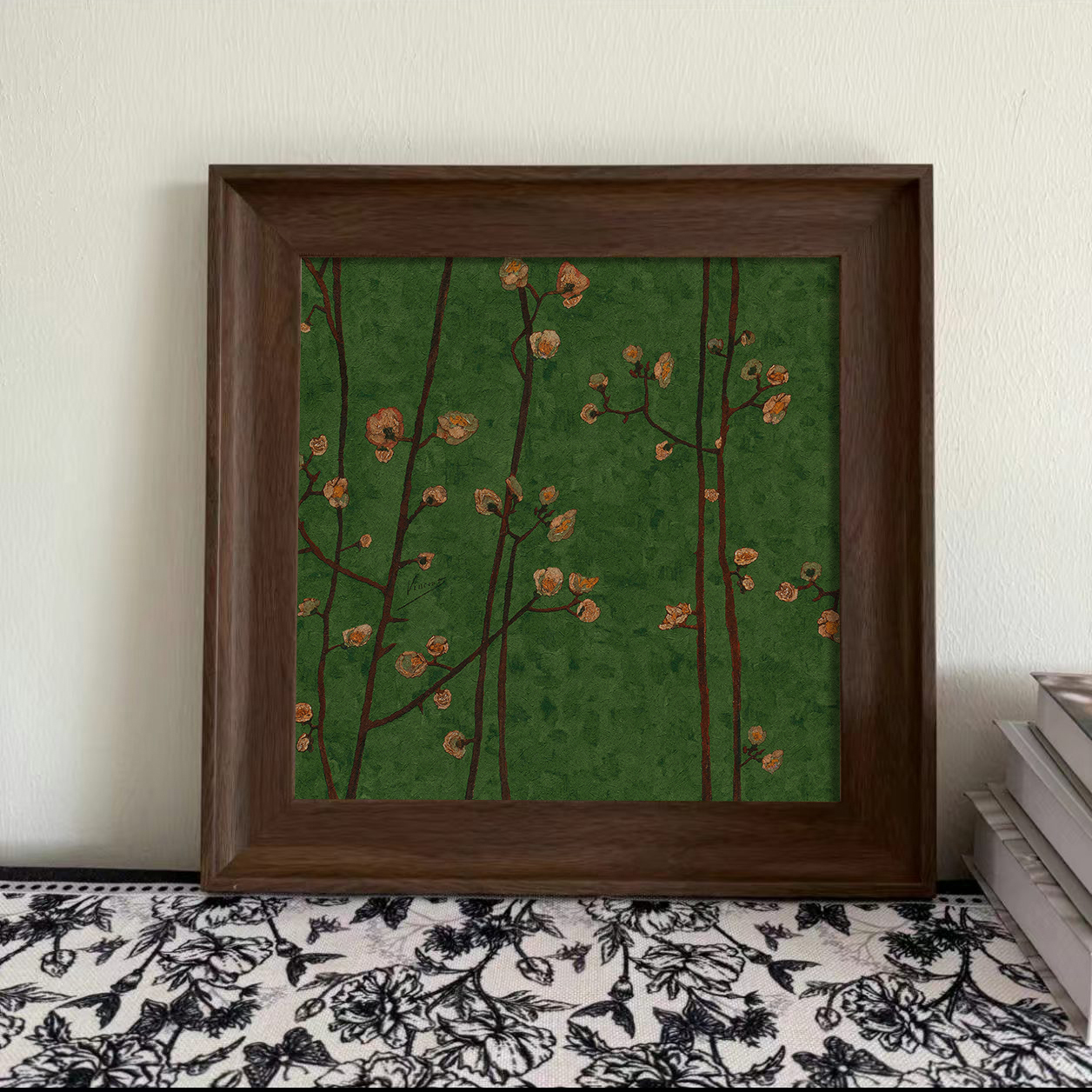 砂岩画绿野客厅沙发背景墙装饰画肌理挂画卧室床头画小众风格民宿