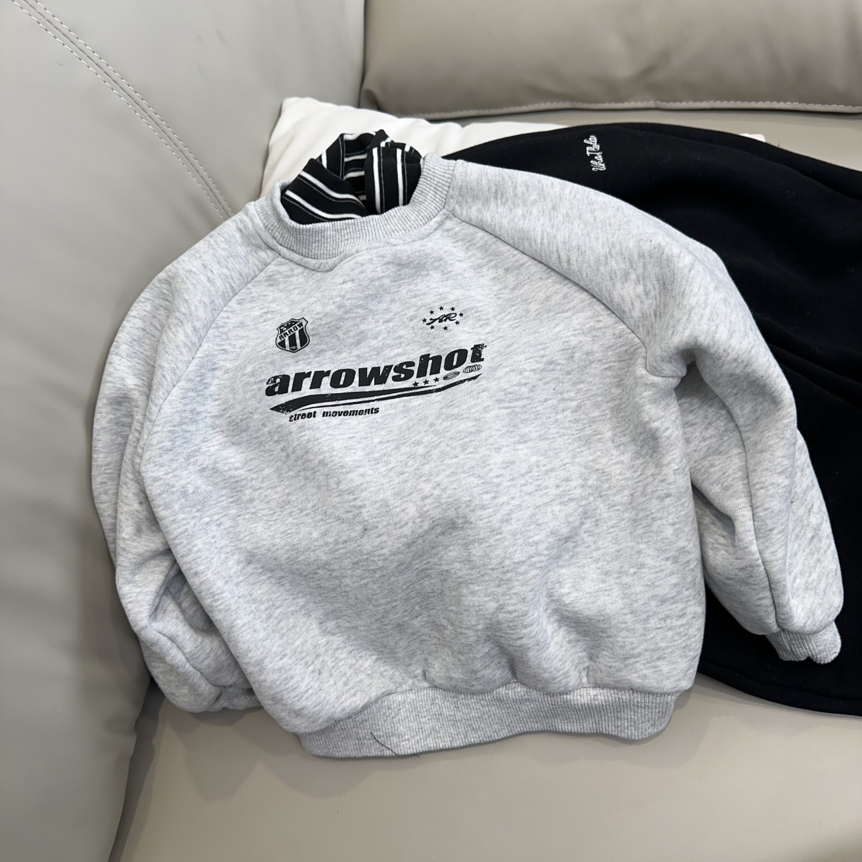 韩系潮童男女童冬款加绒卫衣