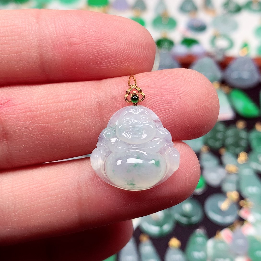 翡翠18K金镶嵌挂件