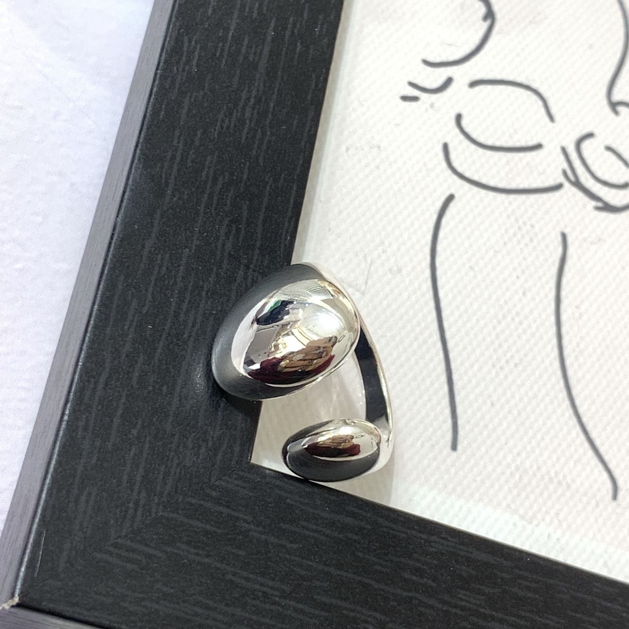 钛钢戒指 LARVINA银色法式几何戒指