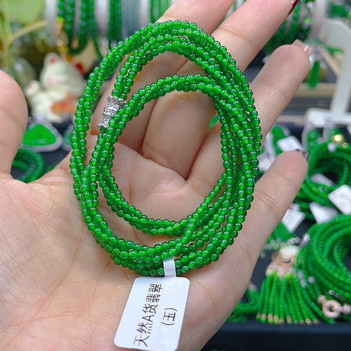 翡翠颈饰未镶嵌圆珠麻花项链