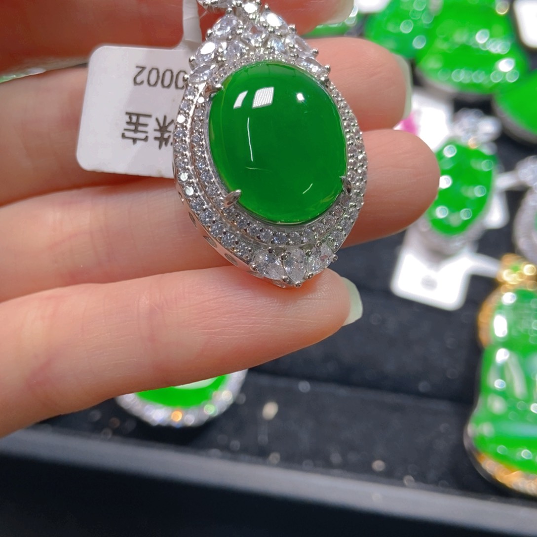 翡翠吊坠(不含链)银S925镶嵌