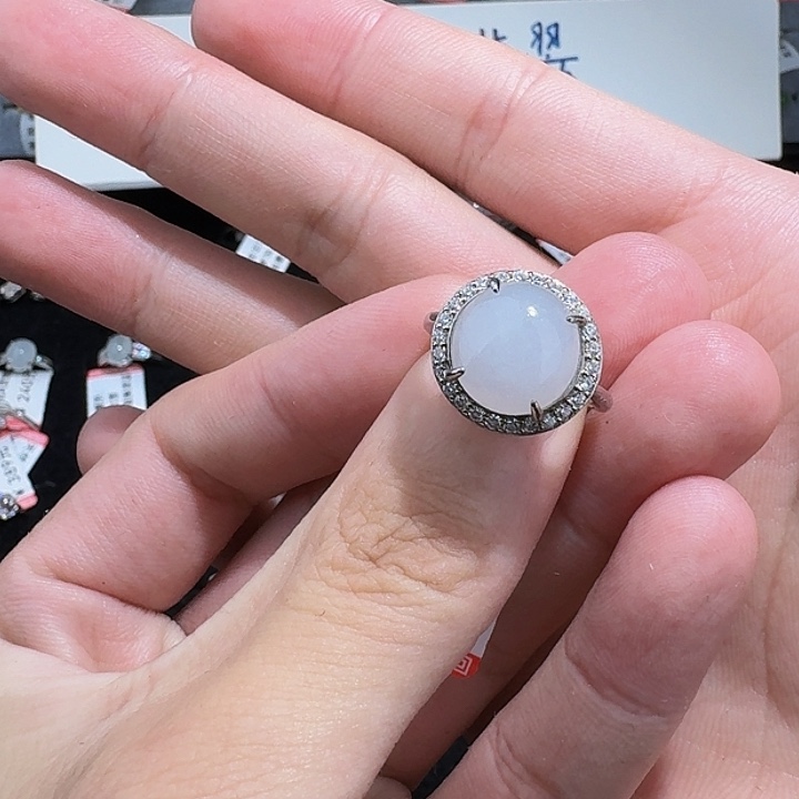 翡翠戒指银S925镶嵌fdfhn