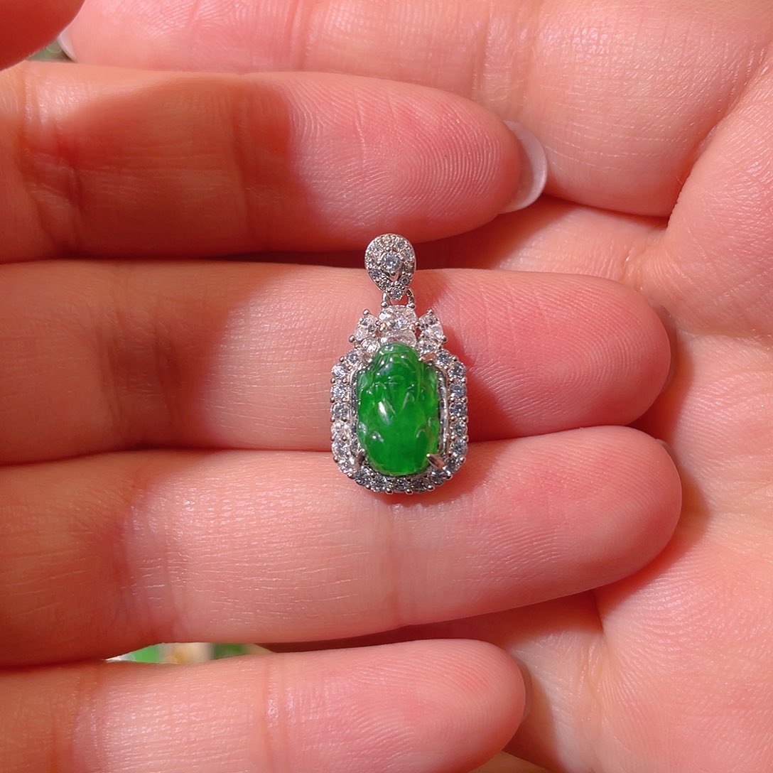 翡翠吊坠(不含链)银S925镶嵌