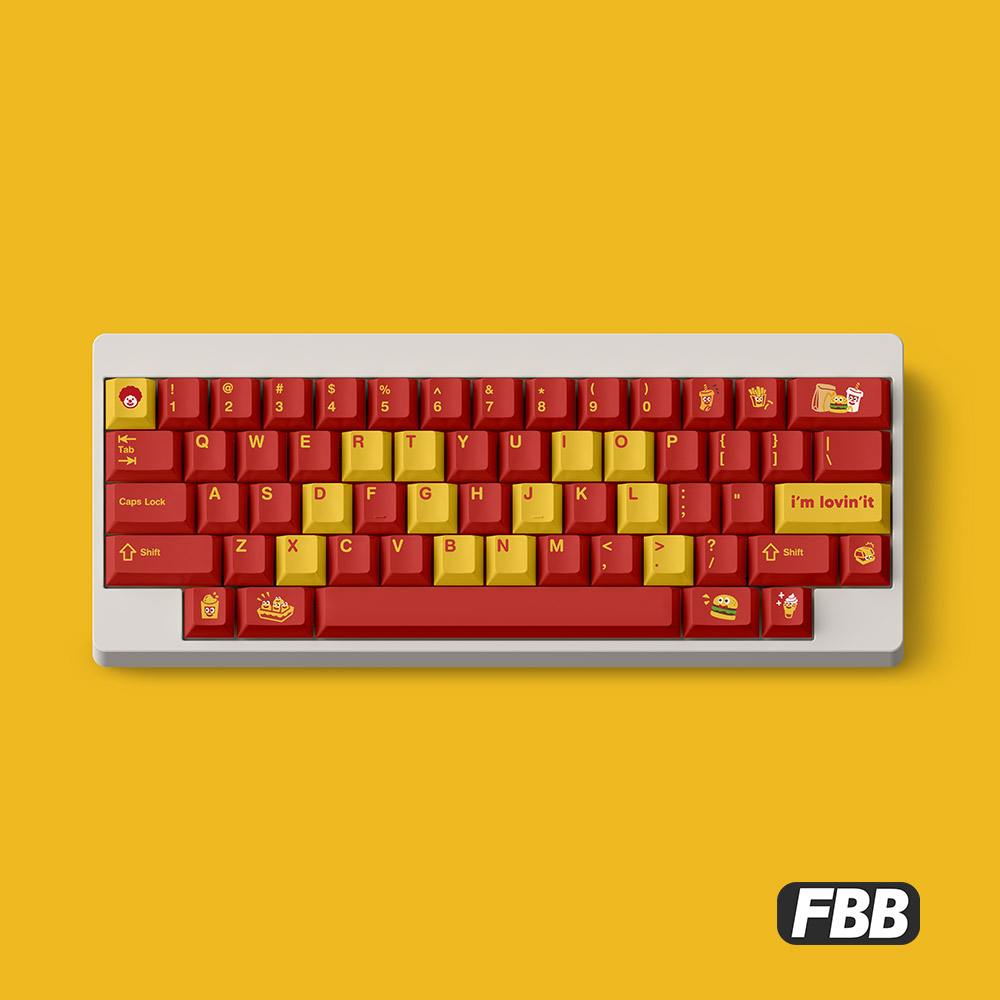FBB个性pbt键帽麦门红色高颜值麦当劳键帽1.5mm加厚PBT客制化键盘
