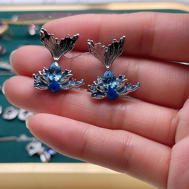 托帕石耳饰银S925镶嵌