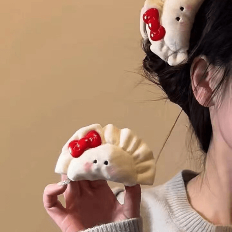 蝴蝶结腮红饺子抓夹女可爱呆萌发夹后脑勺盘发鲨鱼夹子鸭嘴夹头饰