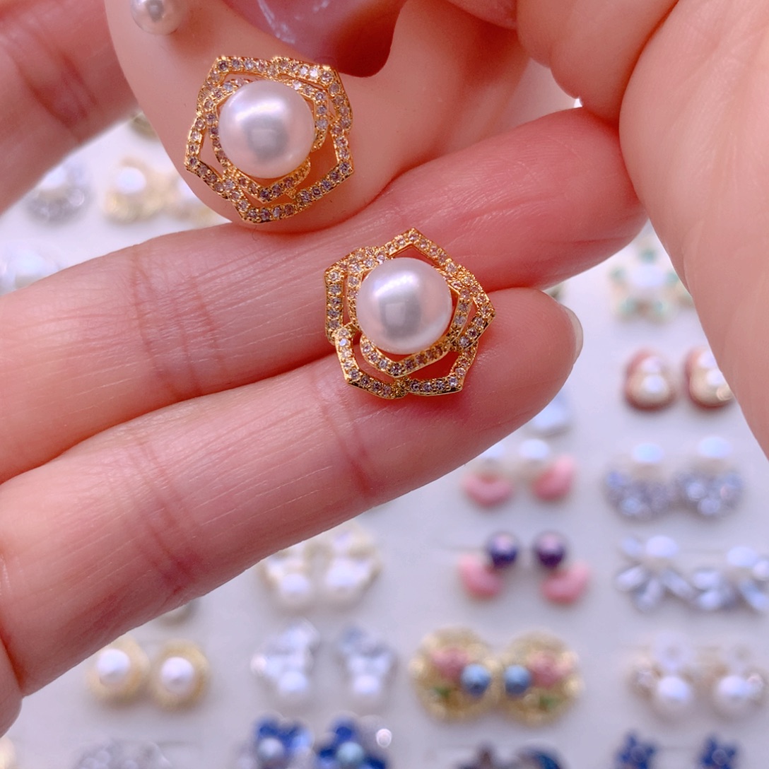 耳饰合金淡水珍珠