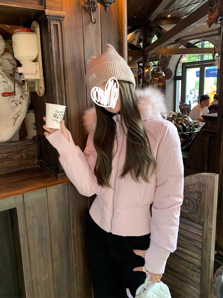 （小海鸥真毛羽绒服）艺艺专属 90白鸭绒短款貉子真毛领显瘦羽绒服