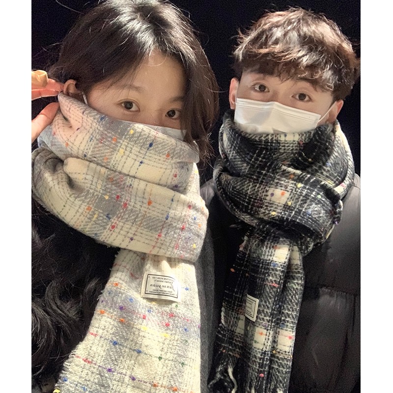 围巾情侣闺蜜款一对冬季男女学生2025新款秋冬韩系氛围感显白小众