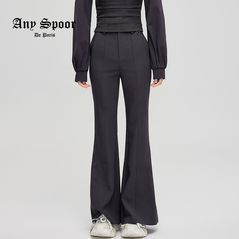 【ANY SPOOR】时尚春秋显瘦高腰直筒外穿微喇叭长裤83D206