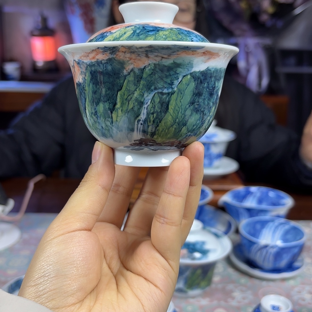 老****国一王老师手绘釉下五彩