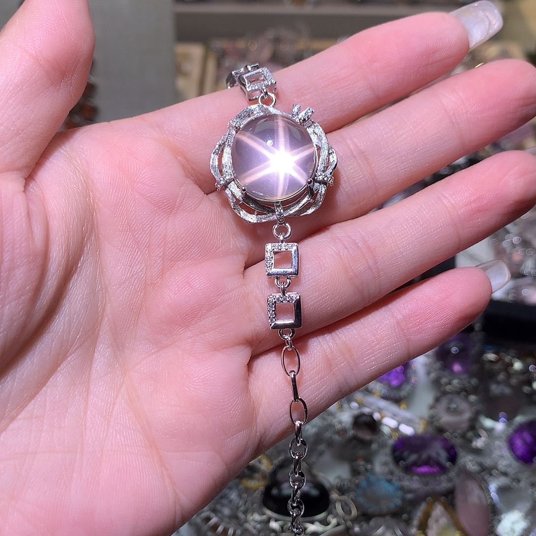 霞***光水晶手链银S925镶嵌