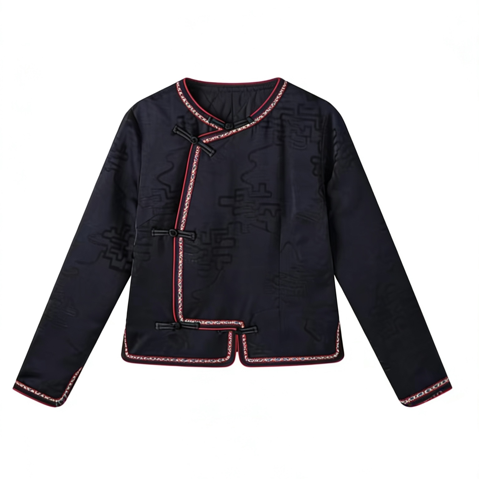 【中国甜芯】休闲长袖通勤提花上衣时尚新中式百搭秋冬款外套