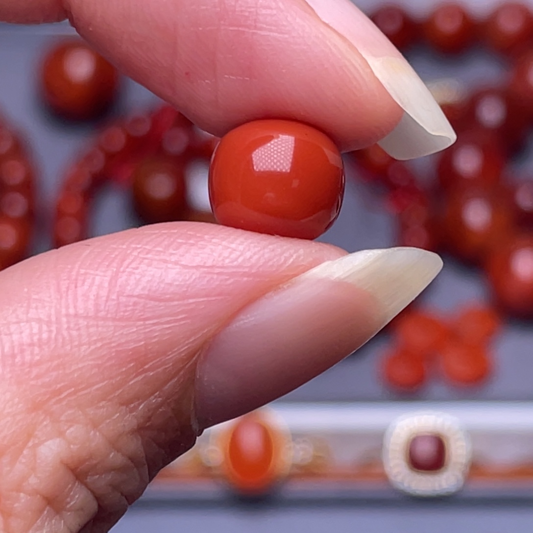 袁***然南红玛瑙未镶嵌配珠86mm瓦西柿子红满肉老型珠