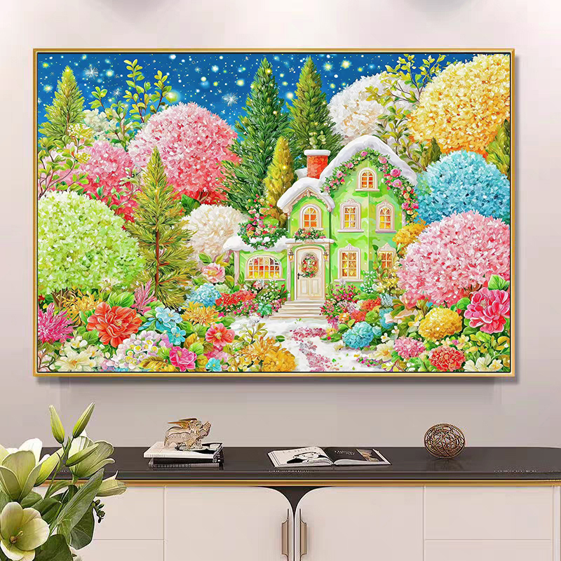 【小白定制】彩林雪屋2025新款十字绣53色满绣无勾边【裸包无针】