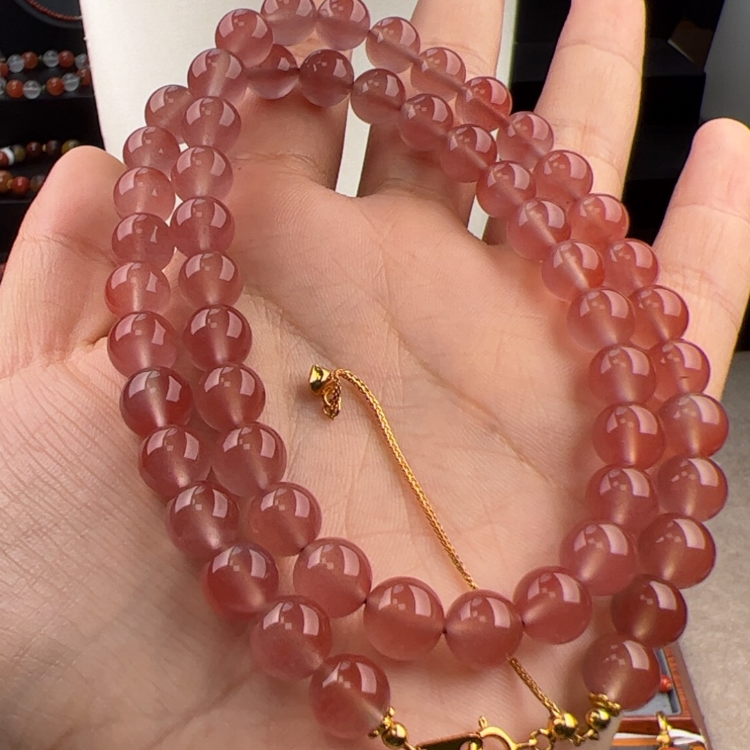 南红玛瑙（保山冰粉项链8+）银S925镶嵌