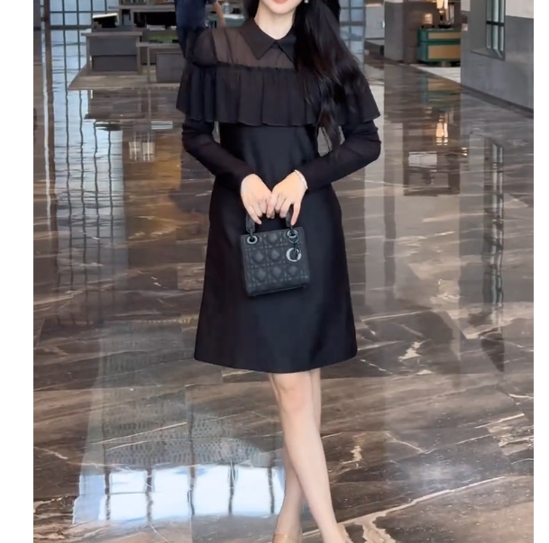 连衣裙春季时尚女装显瘦修身拼接法式裙子FJ20301
