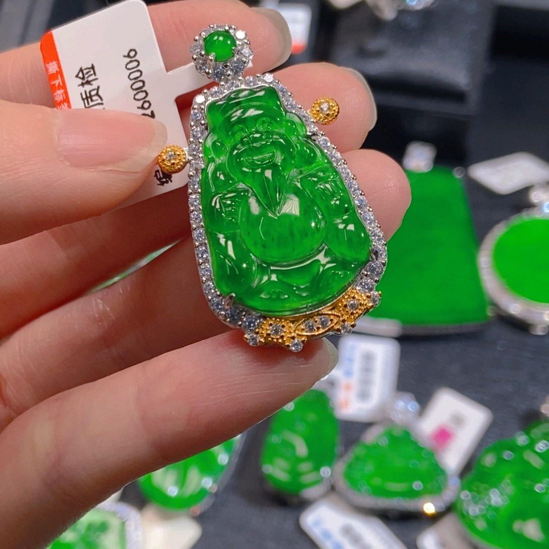 翡翠银S925镶嵌吊坠(不含链)