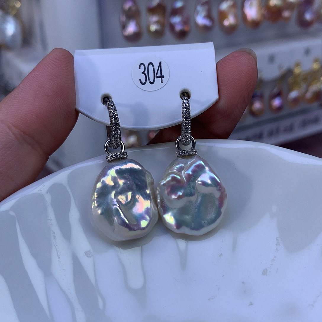 三****淡水珍珠银S925镶嵌耳饰特价304号拍2个