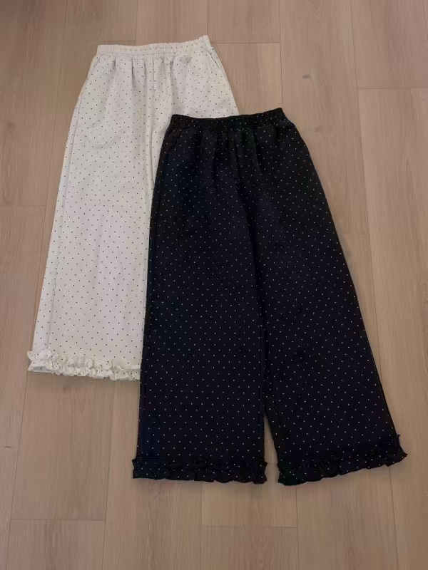 金子家春款上新 木耳边波点裤 松紧腰均码 不支持7天无理由退换