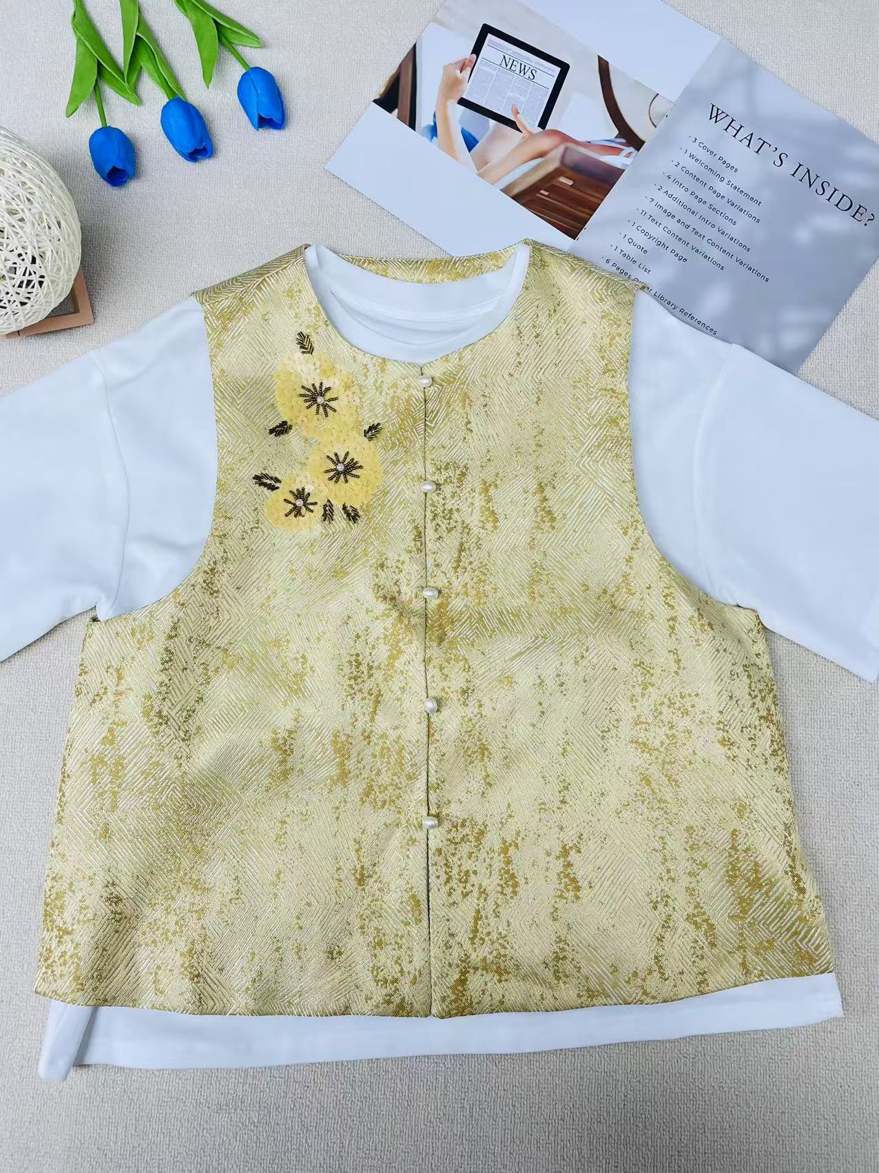 8392轩尚女装“亮片串珠编织马甲”