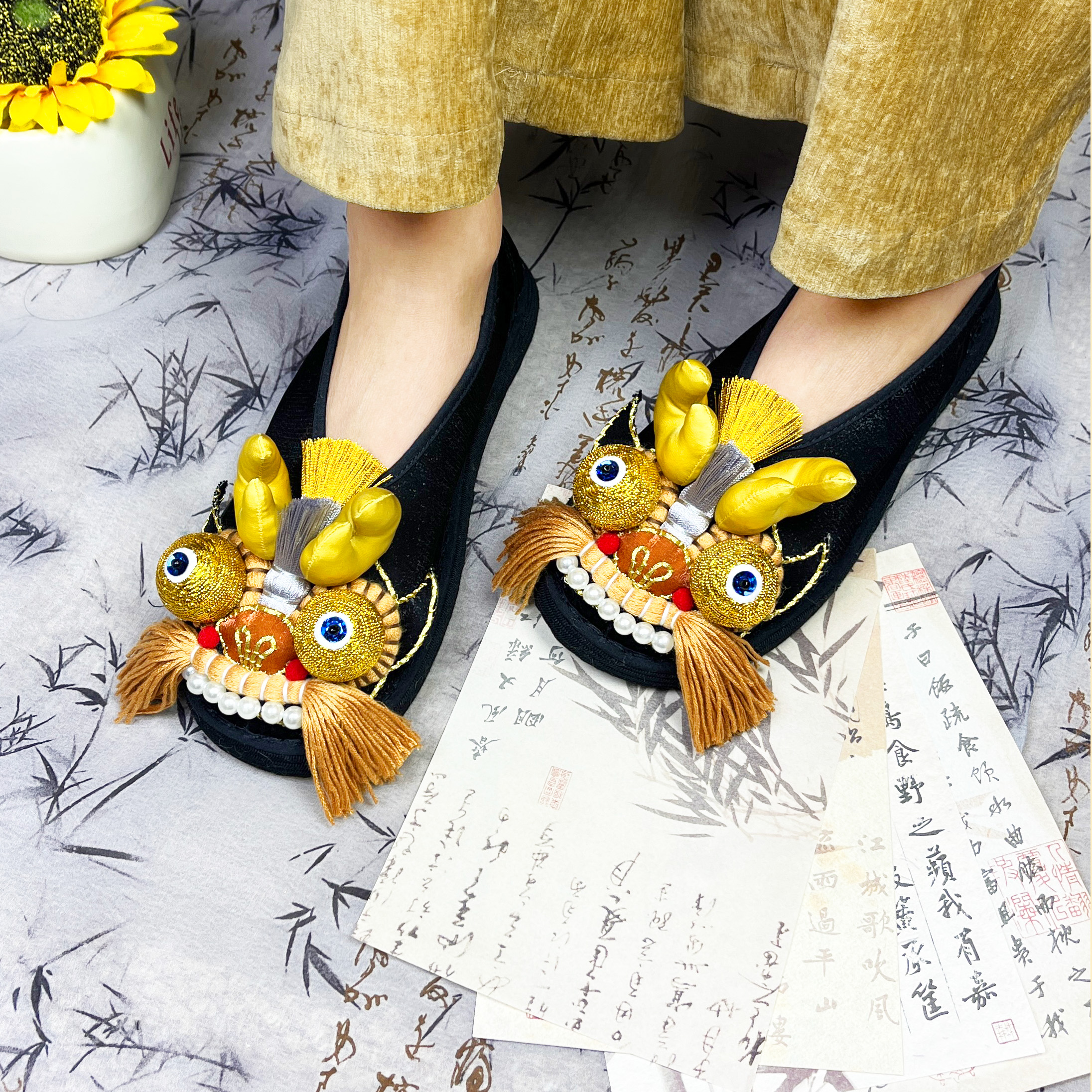 欣锦色非遗龙头鞋千层底布鞋休闲四季透气软底防臭纯手工布面绿色