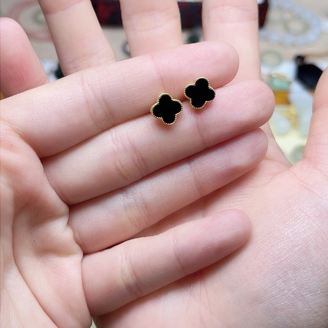 和田玉银S925镶嵌耳钉06