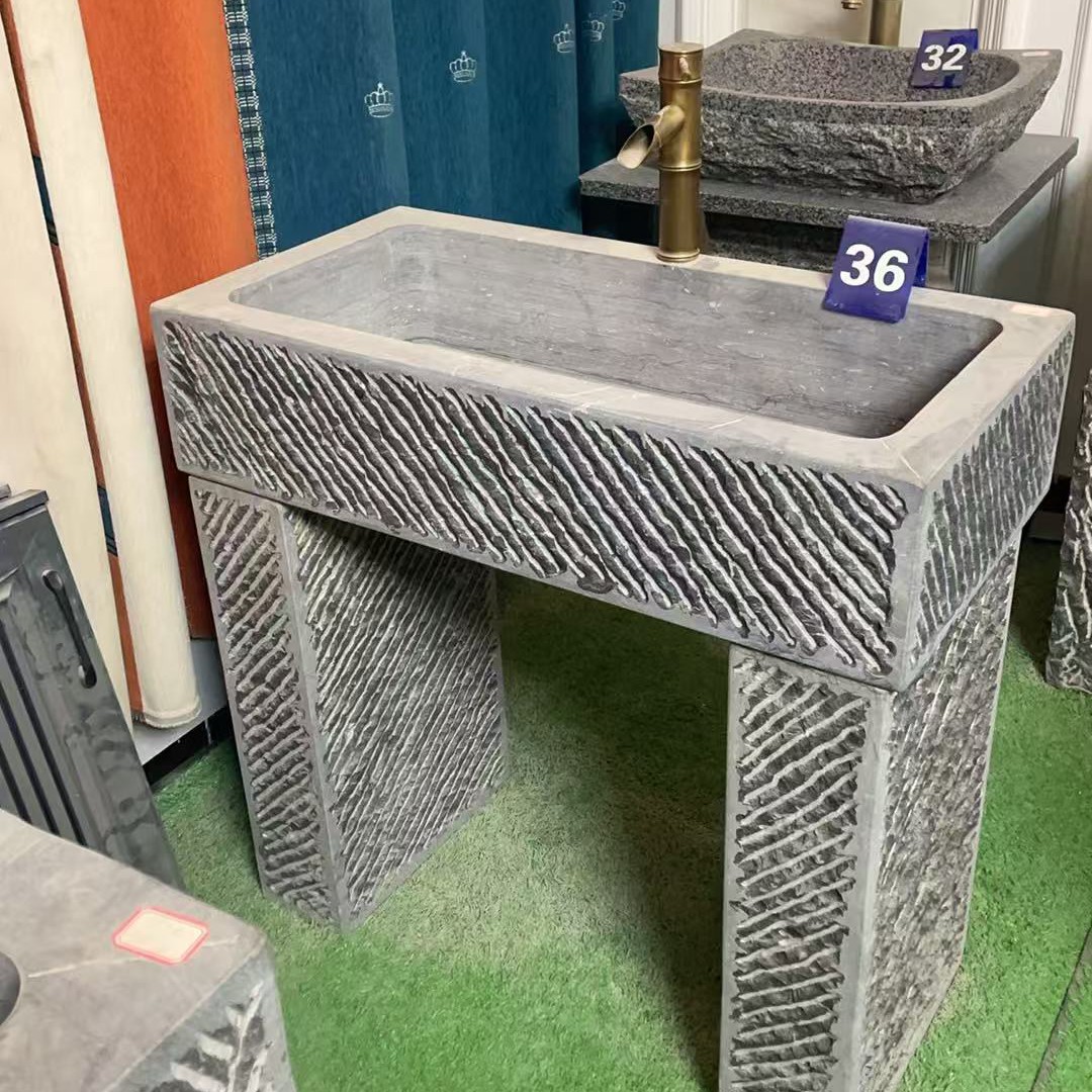 户外天然石材整石一体带搓衣板台盆适合庭院家用洗衣洗