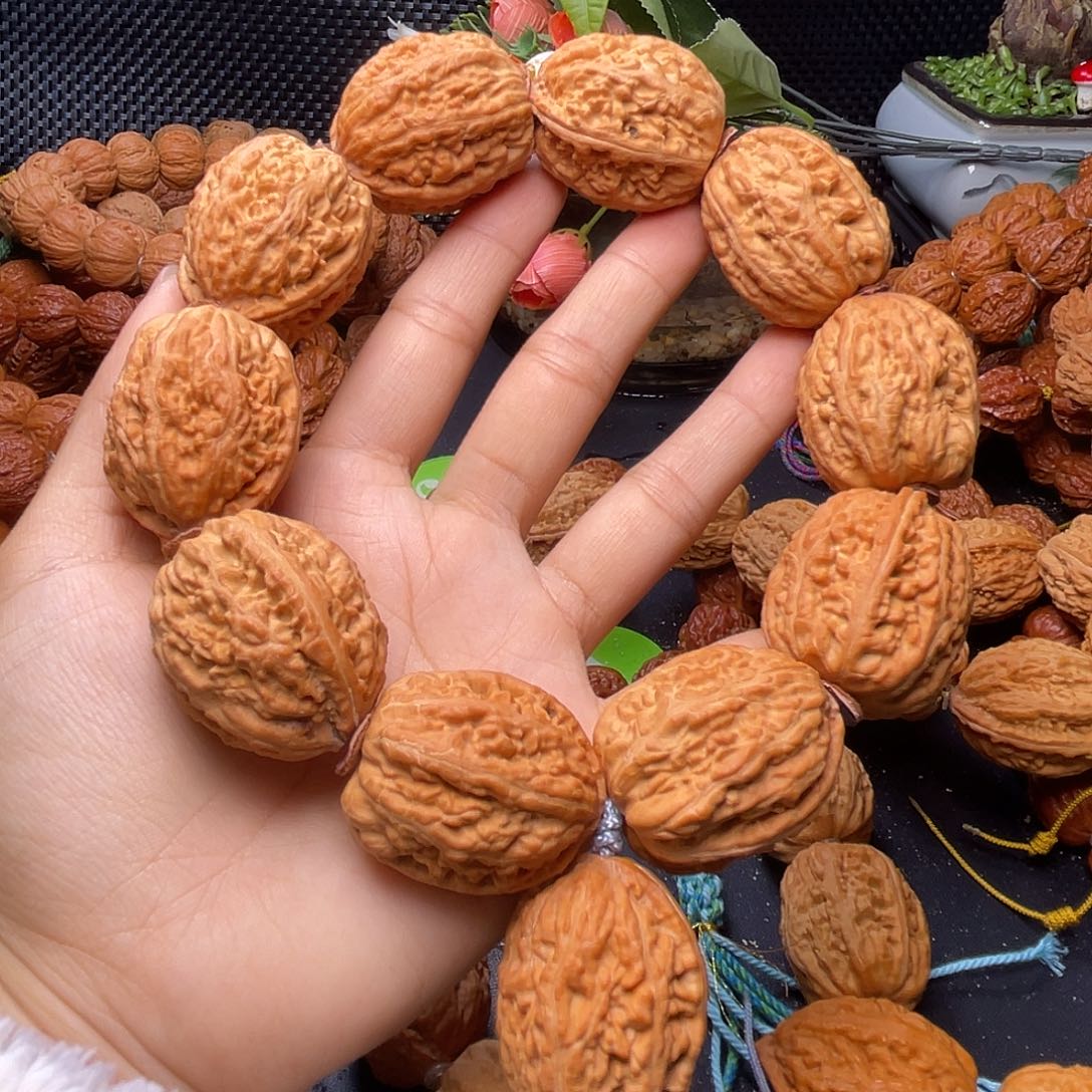 回***难手串文玩核桃野生粗筋京八棱