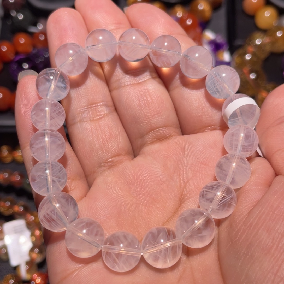 水晶手链未镶嵌蓝针手串10mm