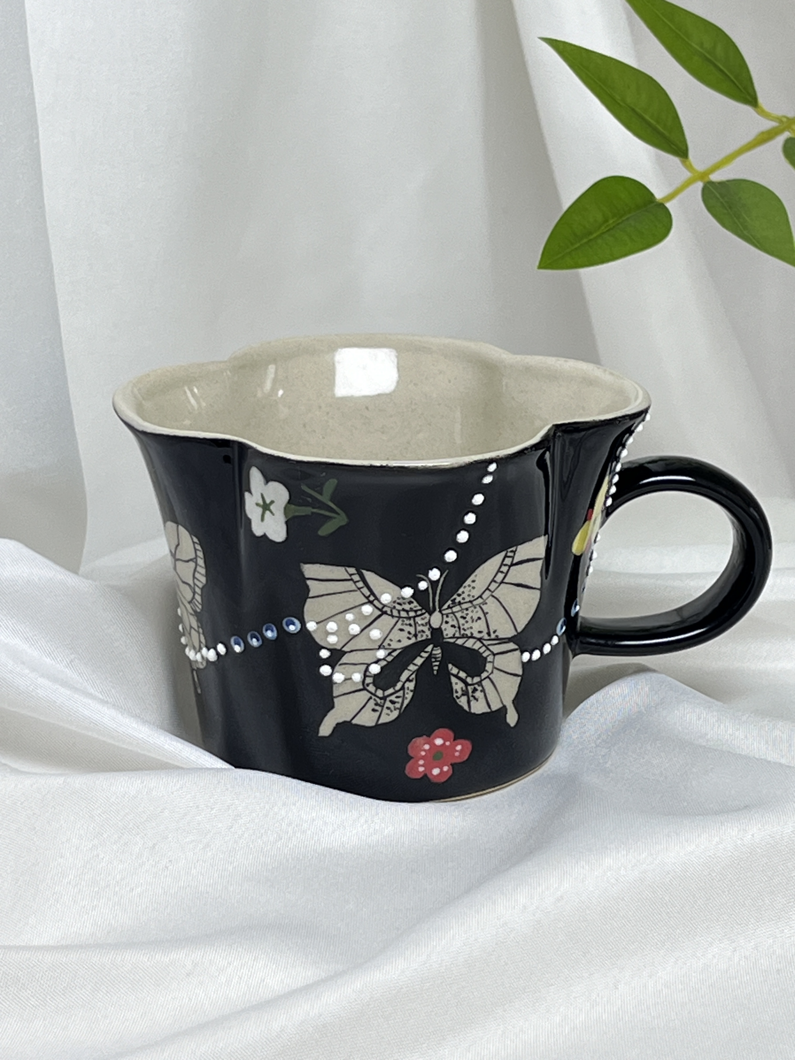 景德镇手工蝴蝶陶瓷咖啡杯