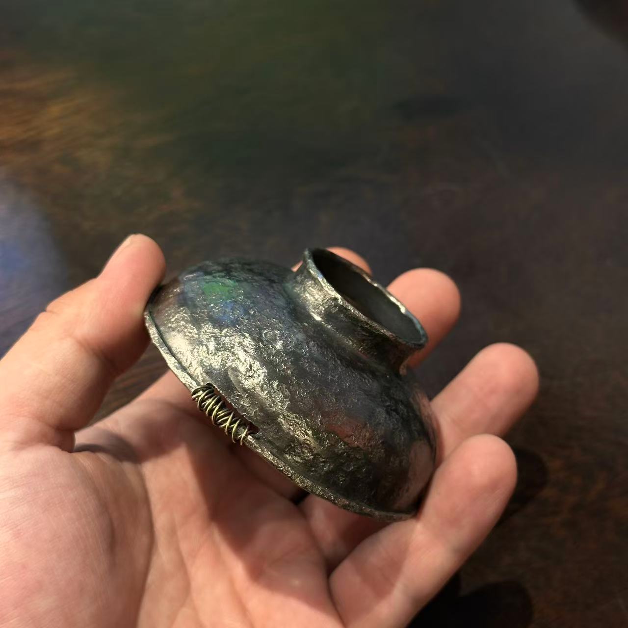 纯锡全手诧寂投茶器茶漏斗