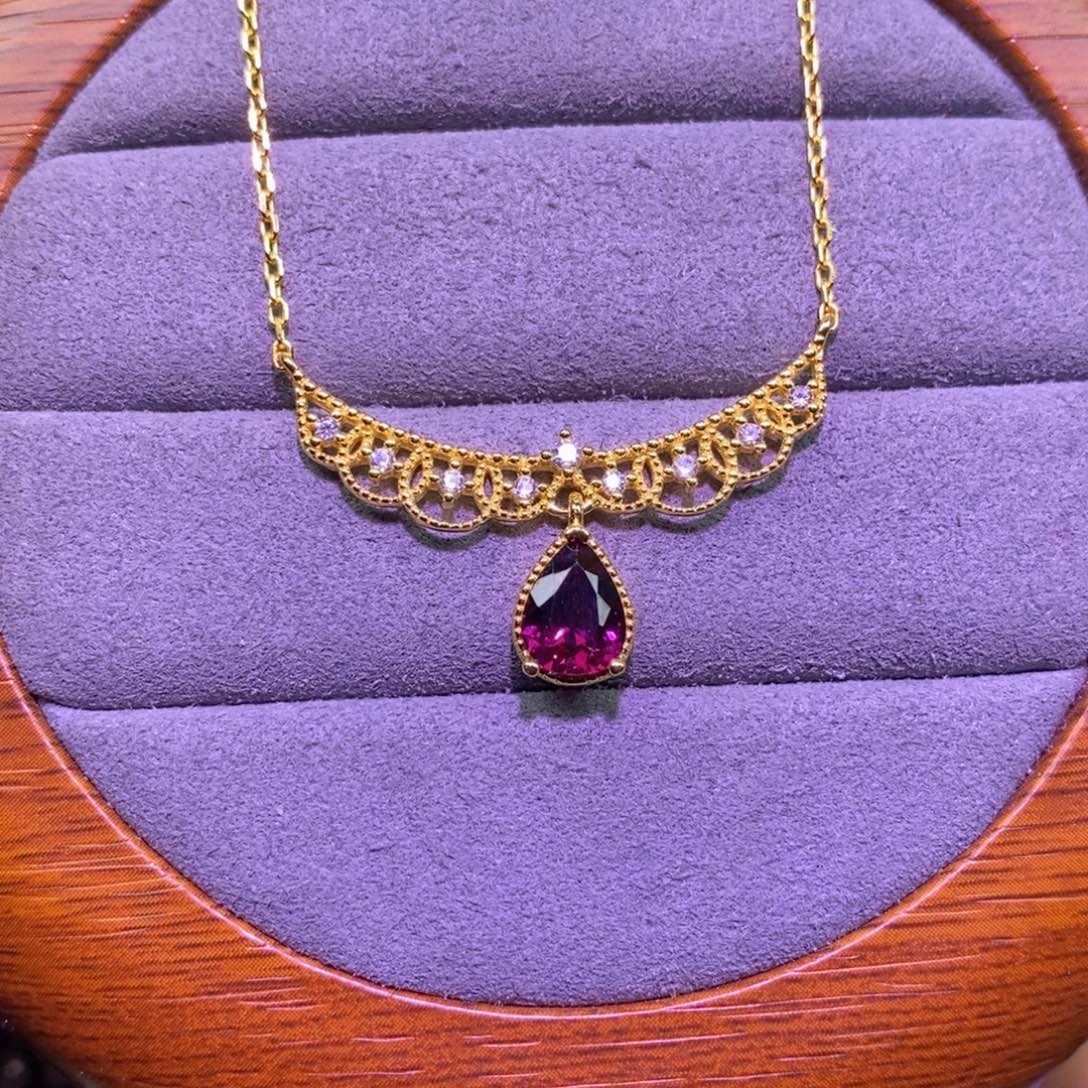 石榴石套链银S925镶嵌美铝