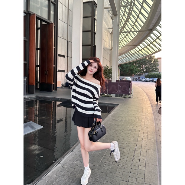 【SALE服饰】女毛针织衫针织蝙蝠袖毛衣开衫百搭套头款蝙蝠小众