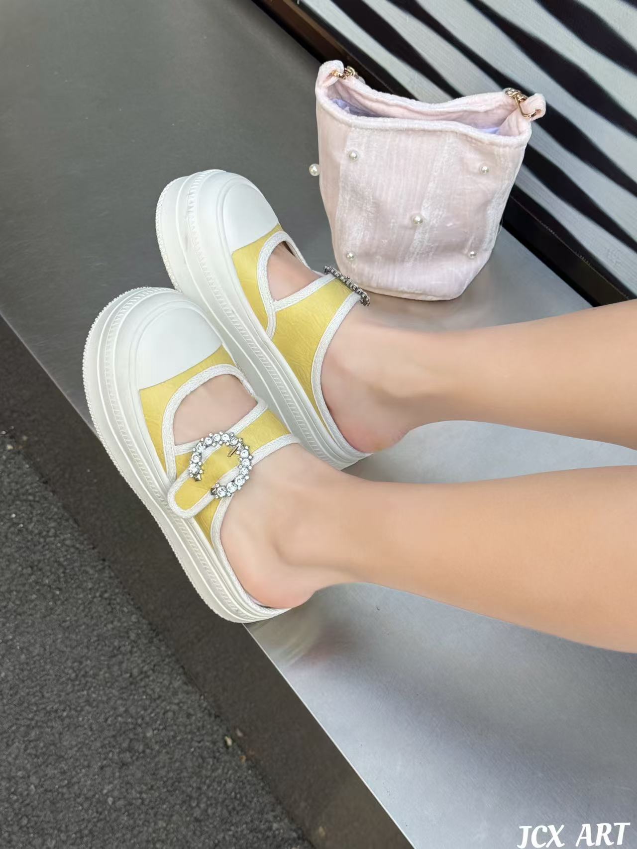 姬纯希真皮软底半拖夏季新款时尚百搭潮流洋气显腿长