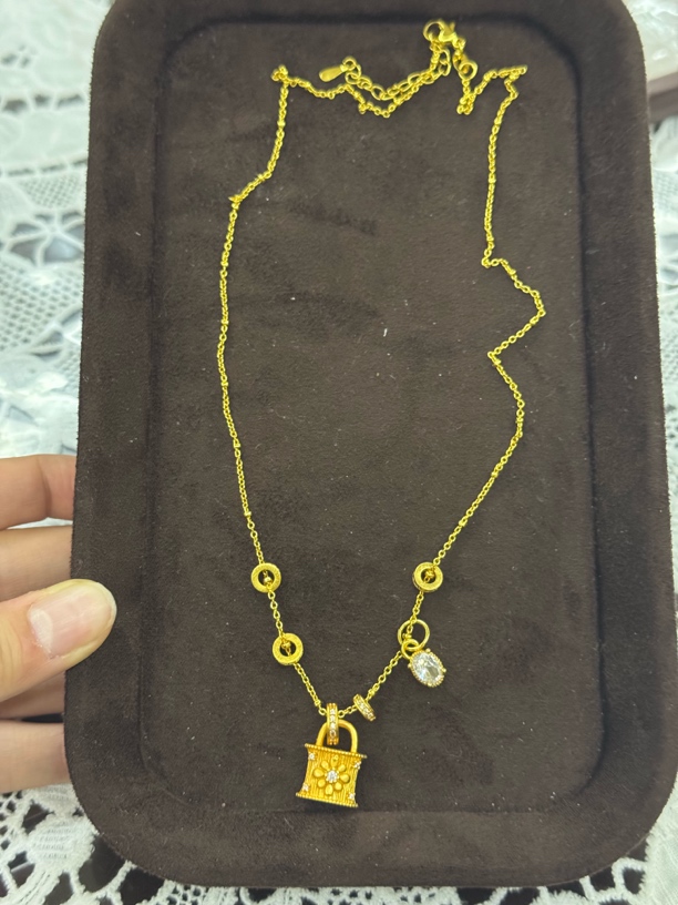 钛钢项链 仙女风带钻女金色气质21cm(含)-50cm(含)坠链