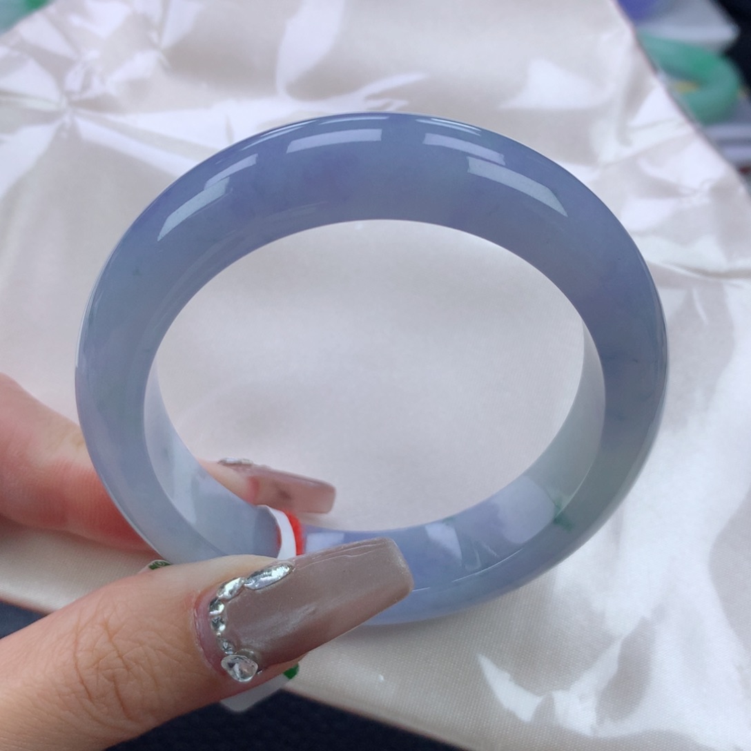 翡翠手镯未镶嵌53.6正圈莫奈宽版