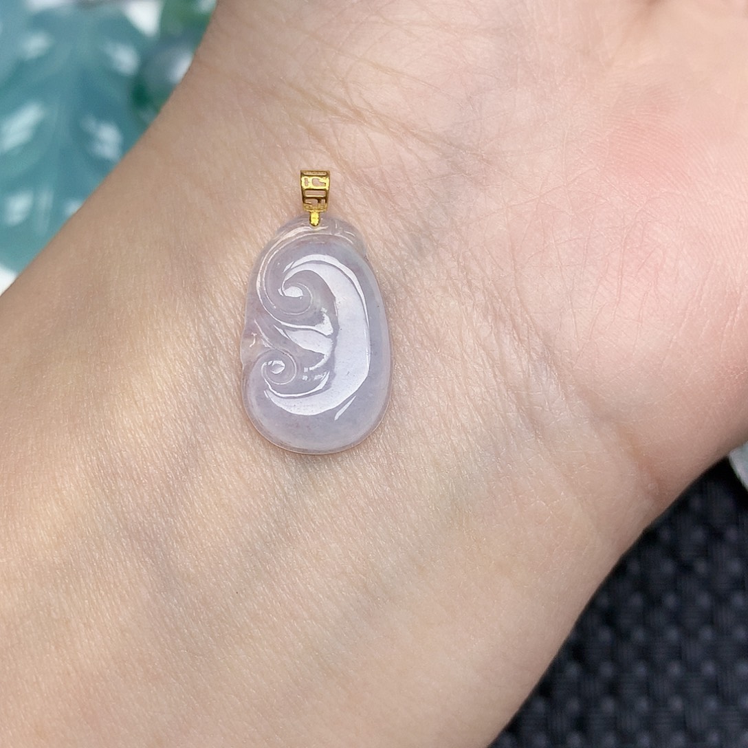 翡翠18K金镶嵌颈饰天然缅甸翡翠a货百元以上9元证书费自理