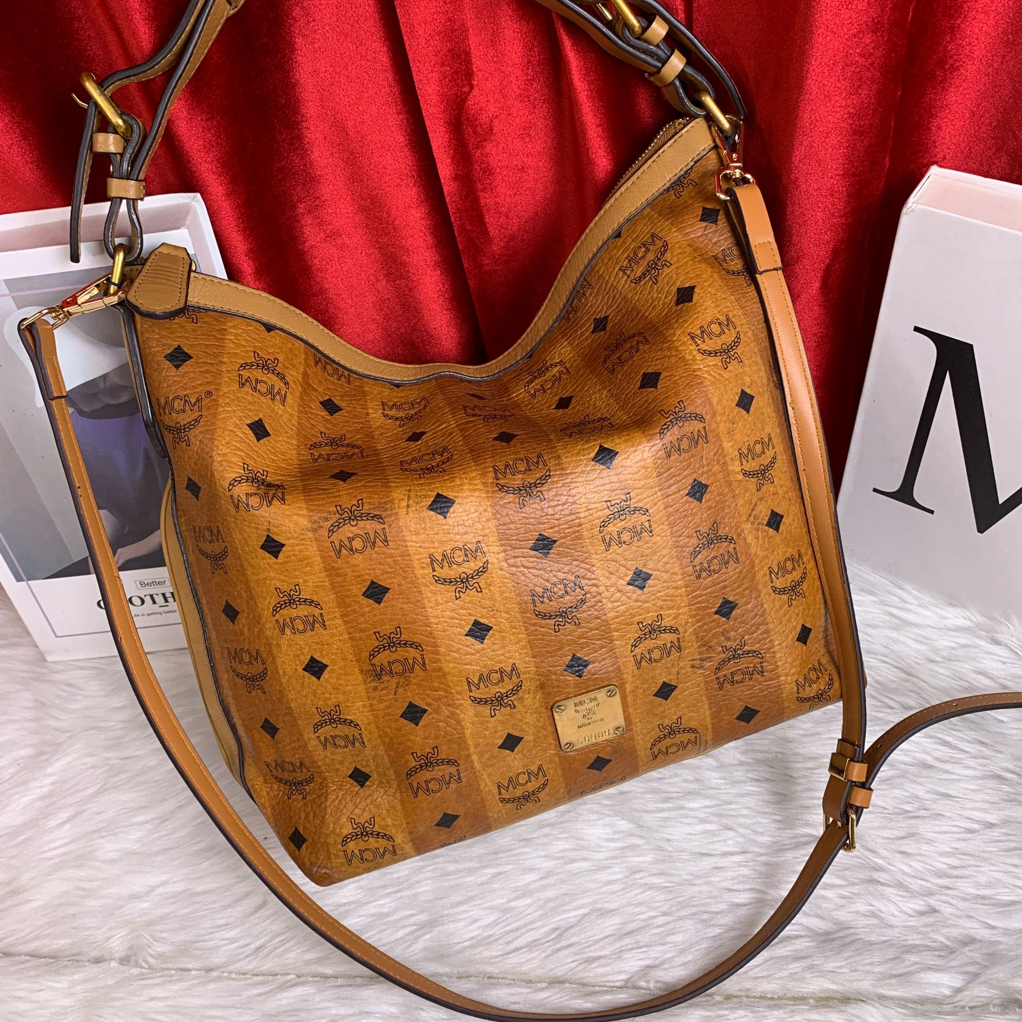 95新 MCM 干邑色单肩包/JM09723010/3010