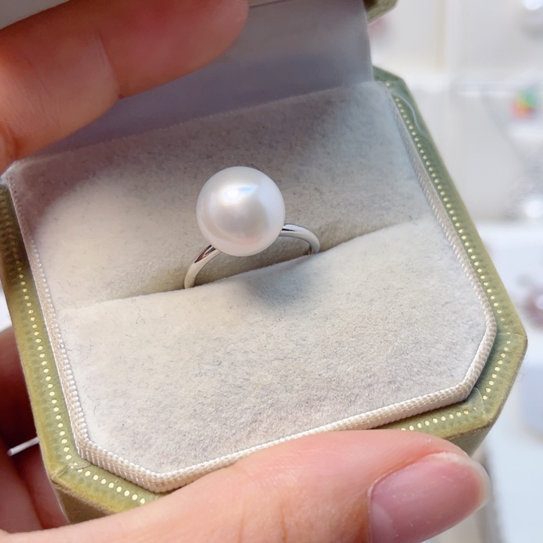 银S925镶嵌戒指淡水珍珠