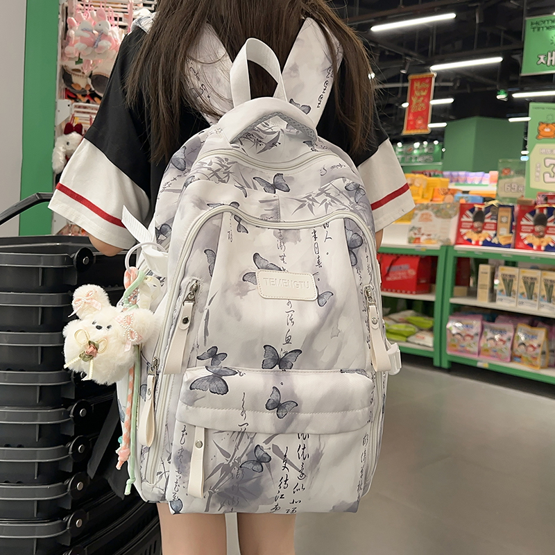 初中生百搭高颜值书包女韩版高中小学生轻便减负背包学院风双肩包