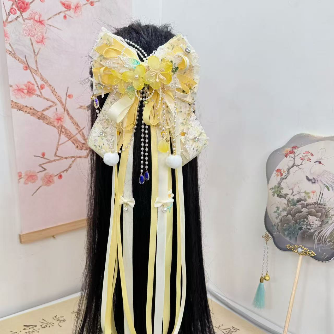 《思华年》黄色系新国风古风蝴蝶结搭配汉服头饰发夹