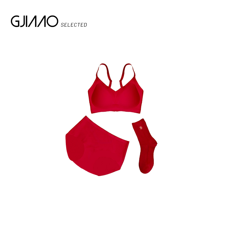 8833 简约红色背心袜子三件套套装