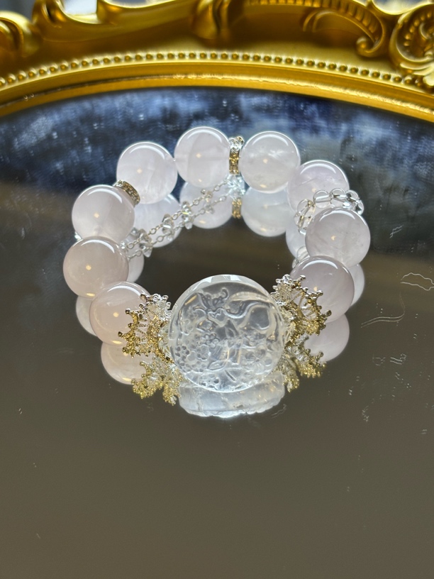 果冻粉水17mm天然水晶原创设计手串（84*2拍）