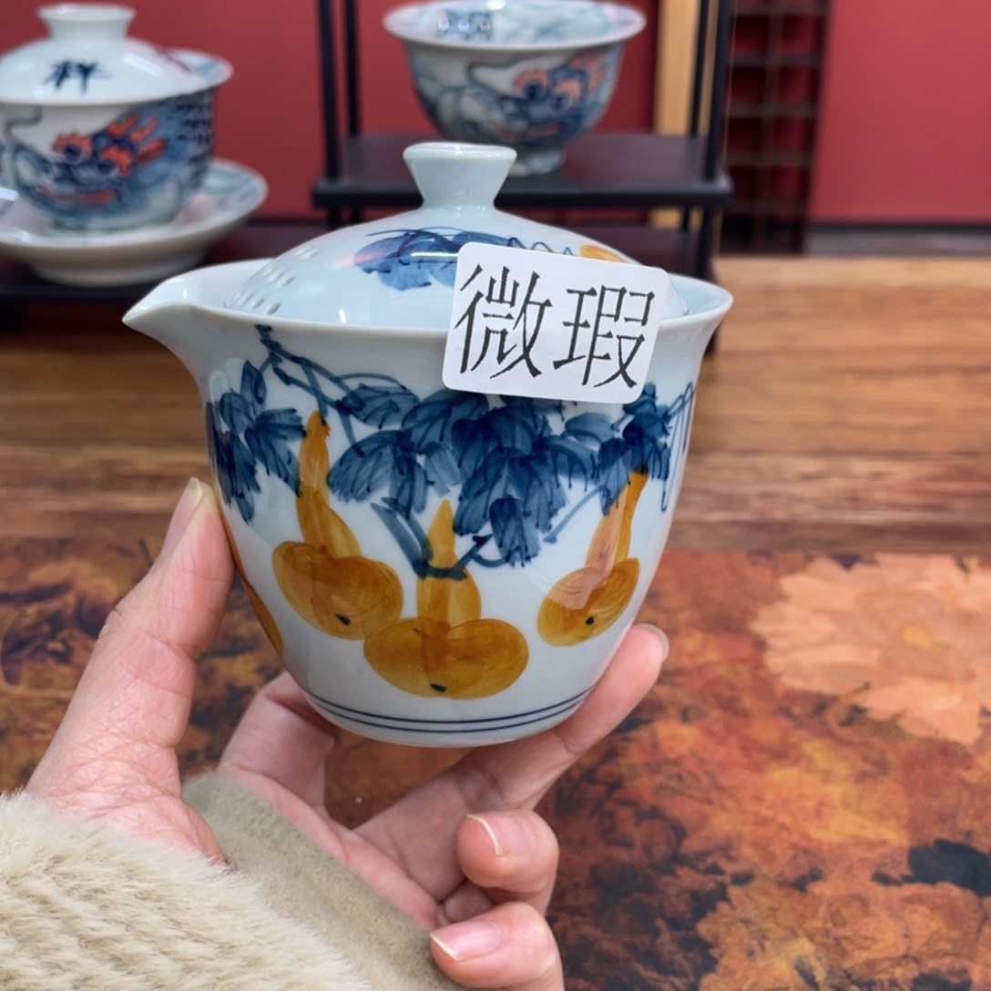 微瑕纯手绘釉下彩